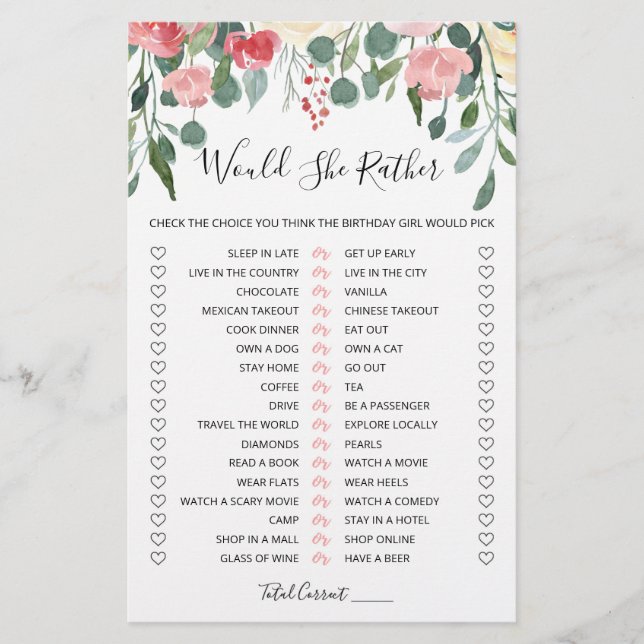 Aniversário Ela iria Preferencialmente jogo editáv (Frente)