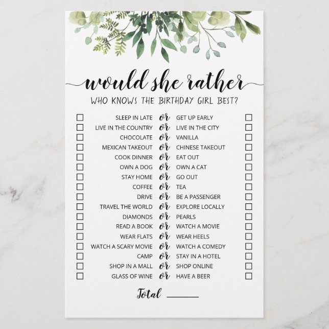 Aniversário Ela iria Preferencialmente jogo editáv (Frente)