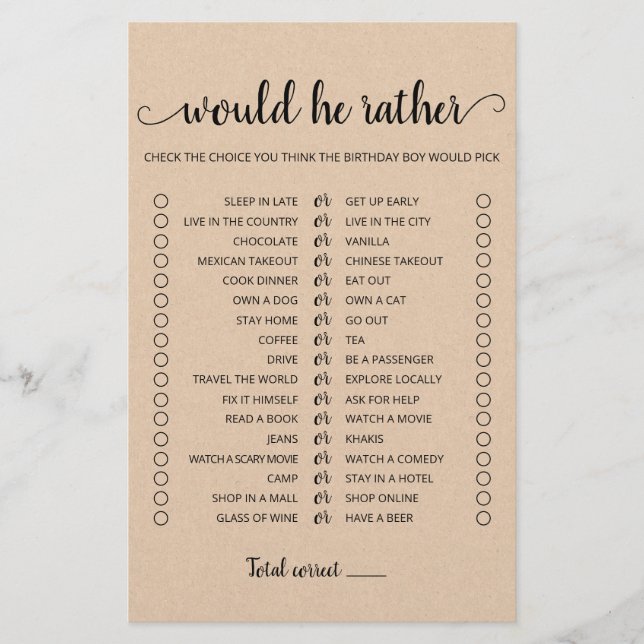 Aniversário Ele iria Preferencialmente jogo (Frente)