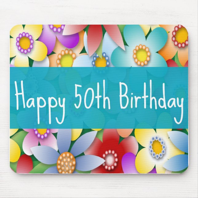 Aniversário feliz Mousepad da diva o 50th (Frente)