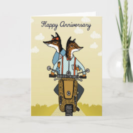 Aniversário feliz - raposas no amor - cartão do
