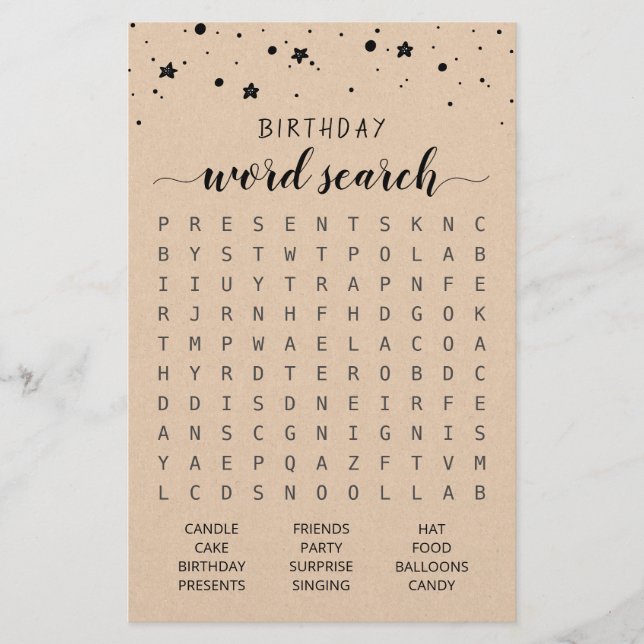 Aniversário Festa de aniversário de jogos de busca (Frente)