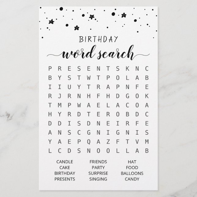 Aniversário Festa de aniversário de jogos de busca (Frente)