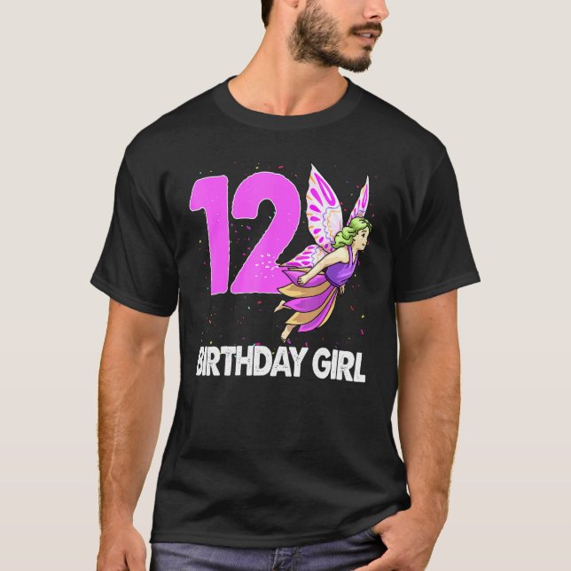 Aniversário Garota 12 Mulheres Fada Amor Camisetas (Frente)