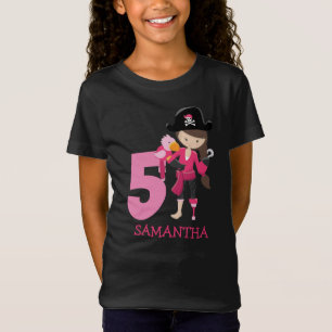 Aniversário GIRL Papagaio5 Pirata Nome T-Shirt