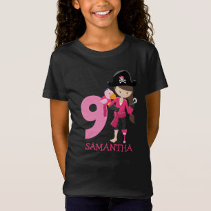Aniversário GIRL Papagaio Pirata 9º Nome T-Shirt
