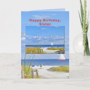 Aniversário, Irmã, Praia e Cartão de Visão Oceânic