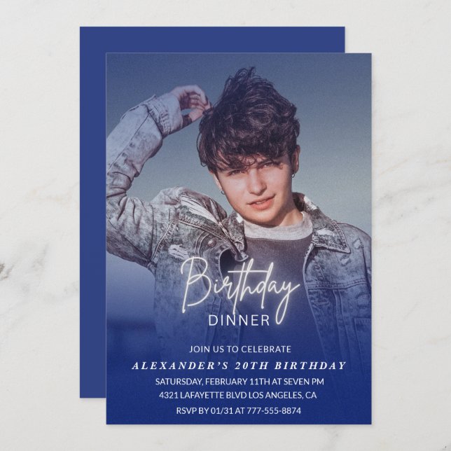 Aniversário Janto 20 de de convite Fotografias Hom (Frente/Verso)