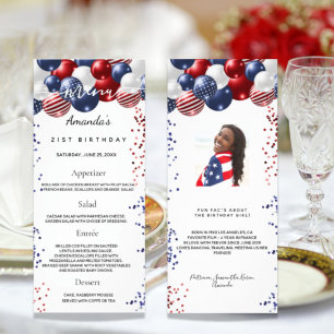 Aniversário Menu Balões patrióticos fotografar fat