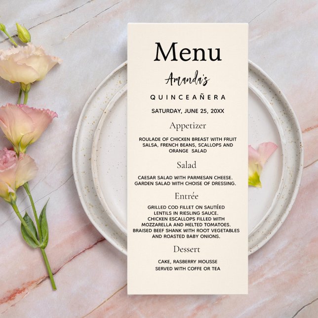 Aniversário Menu Beige Foto Fatos Divertidos (Criador carregado)