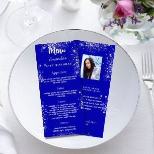 Aniversário Menu Real Azul Fotos de prata Real
