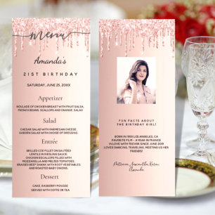 Aniversário Menu rosa dourado com fotos de divers