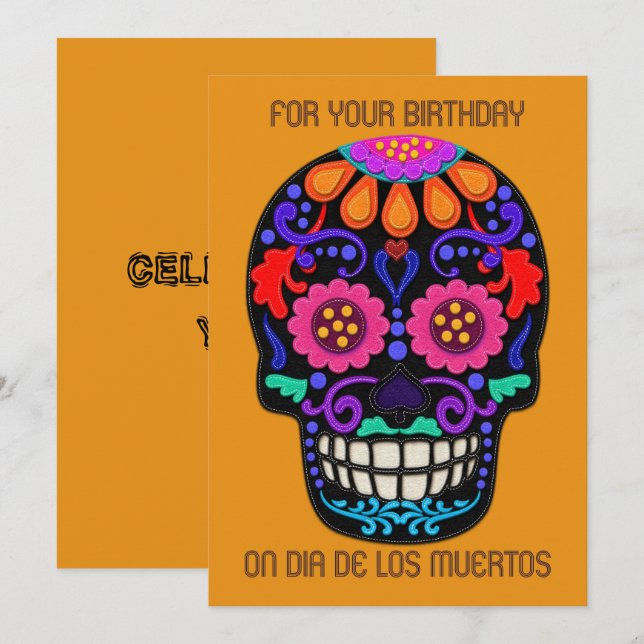 Aniversário no Dia de los Muertos Sentiu Parecia C (Frente/Verso)