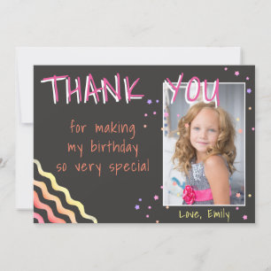 Aniversário Obrigado Cartão com fotos Stars Girl