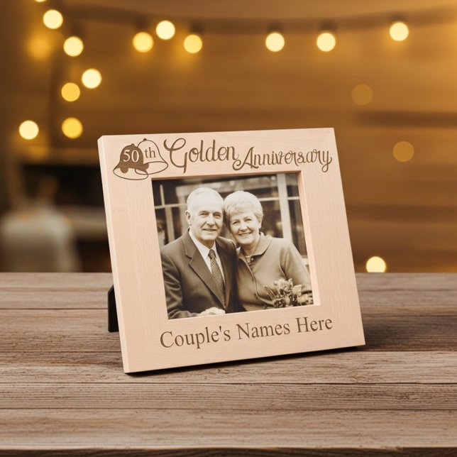 Aniversário personalizado do 50º Ouro de Casamento (Personalized 50th wedding anniversary photo frame)