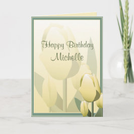 Aniversário Primavera Tulipas Amarelo Feliz Cartão