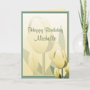 Aniversário Primavera Tulipas Amarelo Feliz Cartão