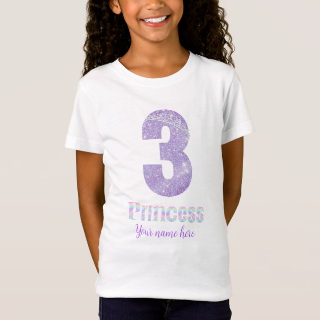 Aniversário Princesa T-Shirt com Nome (Frente)