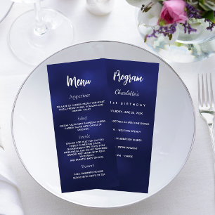 Aniversário Programa Menu marinho azul branco