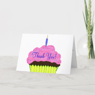 Aniversário rosa Cupcake Obrigado Cartões