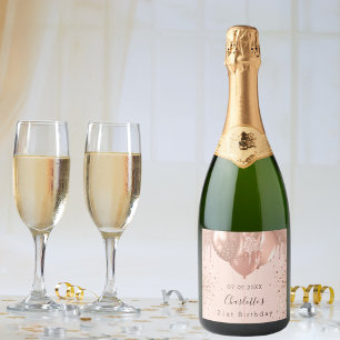 Aniversário, rosa ouro, pincel, balões rosa, diver