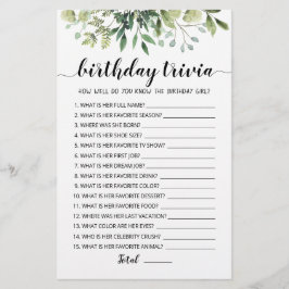 Aniversário Trivia jogo editável