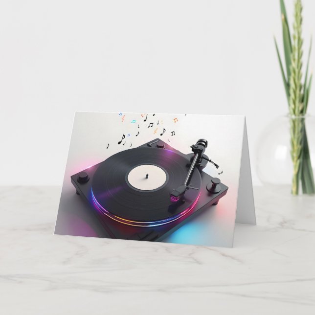 Aniversário Viável Com Notas De Música Neon (Frente)