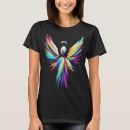 Anjo Abstrato em Camiseta Preta para Mulheres ou H