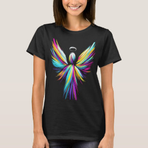 Anjo Abstrato em Camiseta Preta para Mulheres ou H