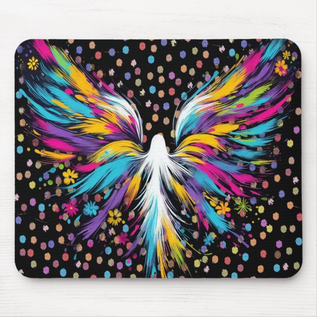 Anjo Abstrato em uma Mousepad Grossa e Robusta (Frente)