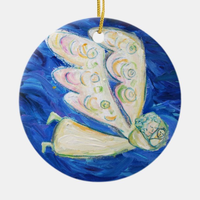 Anjo Branco e Ornamentos de presentes de Natal par (Frente)