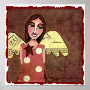 Anjo com asas musicais - impressão da estrela