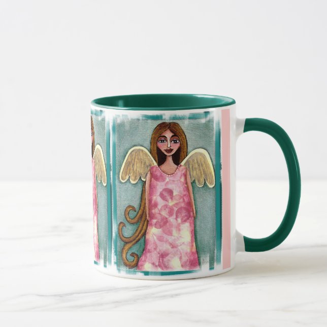 Anjo cor-de-rosa do Hydrangea - caneca floral de (Direita)