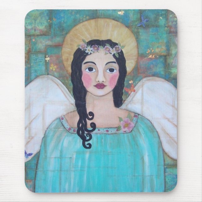 Anjo-da-guarda azul Mousepad (Frente)