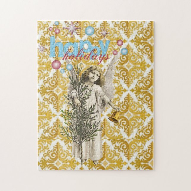 Anjo das Férias Felizes da Quebra-cabeça de Natal (Vertical)