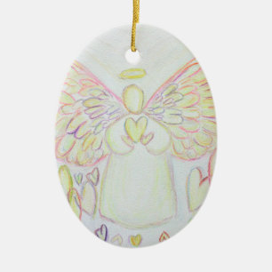 Anjo de Corações e Ornamentos de Presentes de Féri
