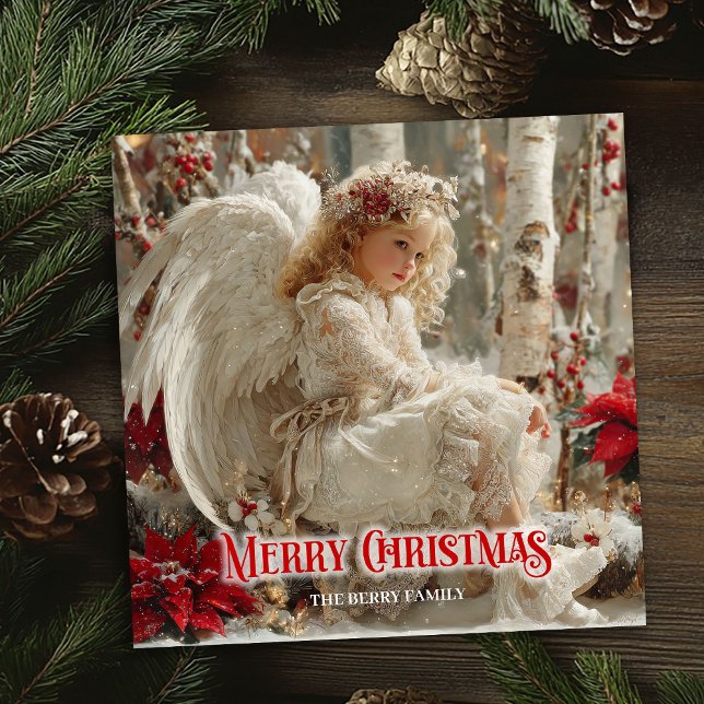 Anjo de Natal vitoriano cartões de feriado editáve (Victorian Christmas angel editable holiday greeting)
