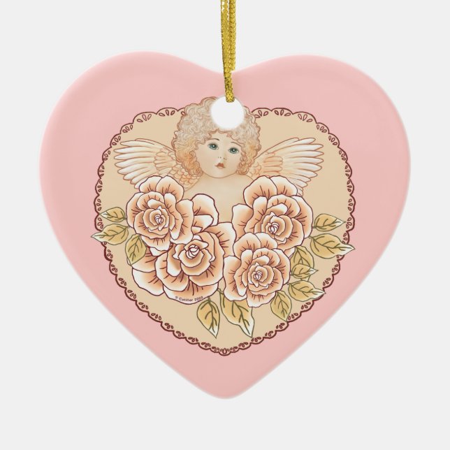 Anjo do Coração de Querubim Enfeite (Frente)