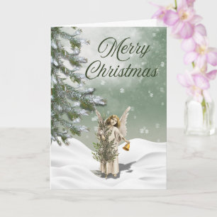 Anjo do Natal Branco no Cartão de Saudação da Neve