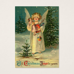 Anjo do natal vintage com os Tag do presente dos