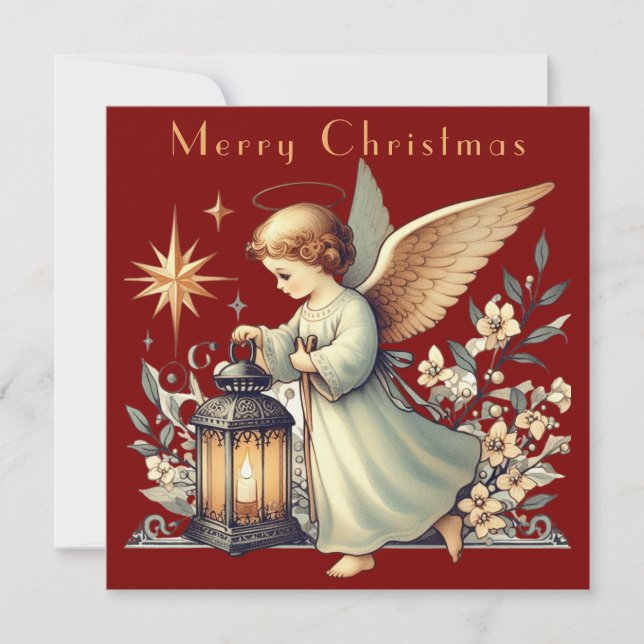 Anjo e Lanterna de Natal Vintage (Frente)