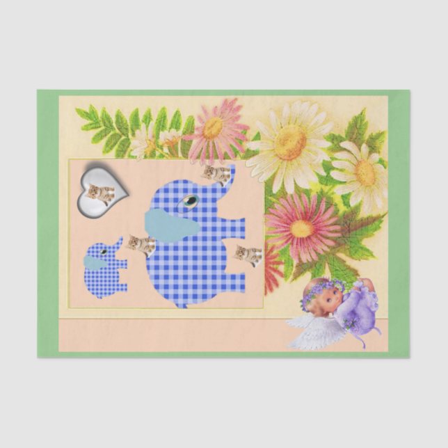 Anjo Elefante de Papel Tecido (Frente )