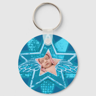 Anjo na estrela chaveiro de ciano monótono