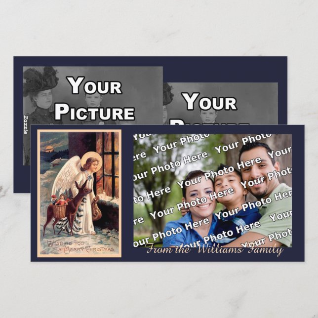 Anjo Natal Com Cartões de fotos De Veado (Frente/Verso)