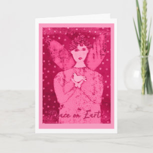 Anjo Primitivo Rosa com Cartão de Feriado de Porta