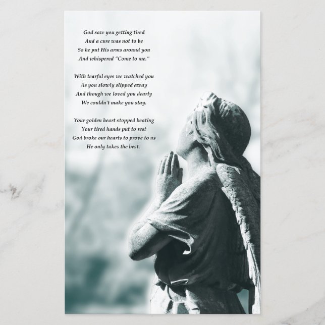 anjo rezando anúncios do serviço de funeral (Frente)