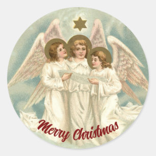 Anjos Cantando Adesivo Redondo de Natal