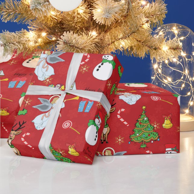 Anjos de Natal e papel de embrulho de neve (Feriados)