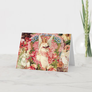 Anjos do Victorian e cartão da colagem das flores