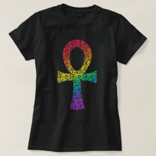Ankh Rainbow Swirl Patterl T-Shirt